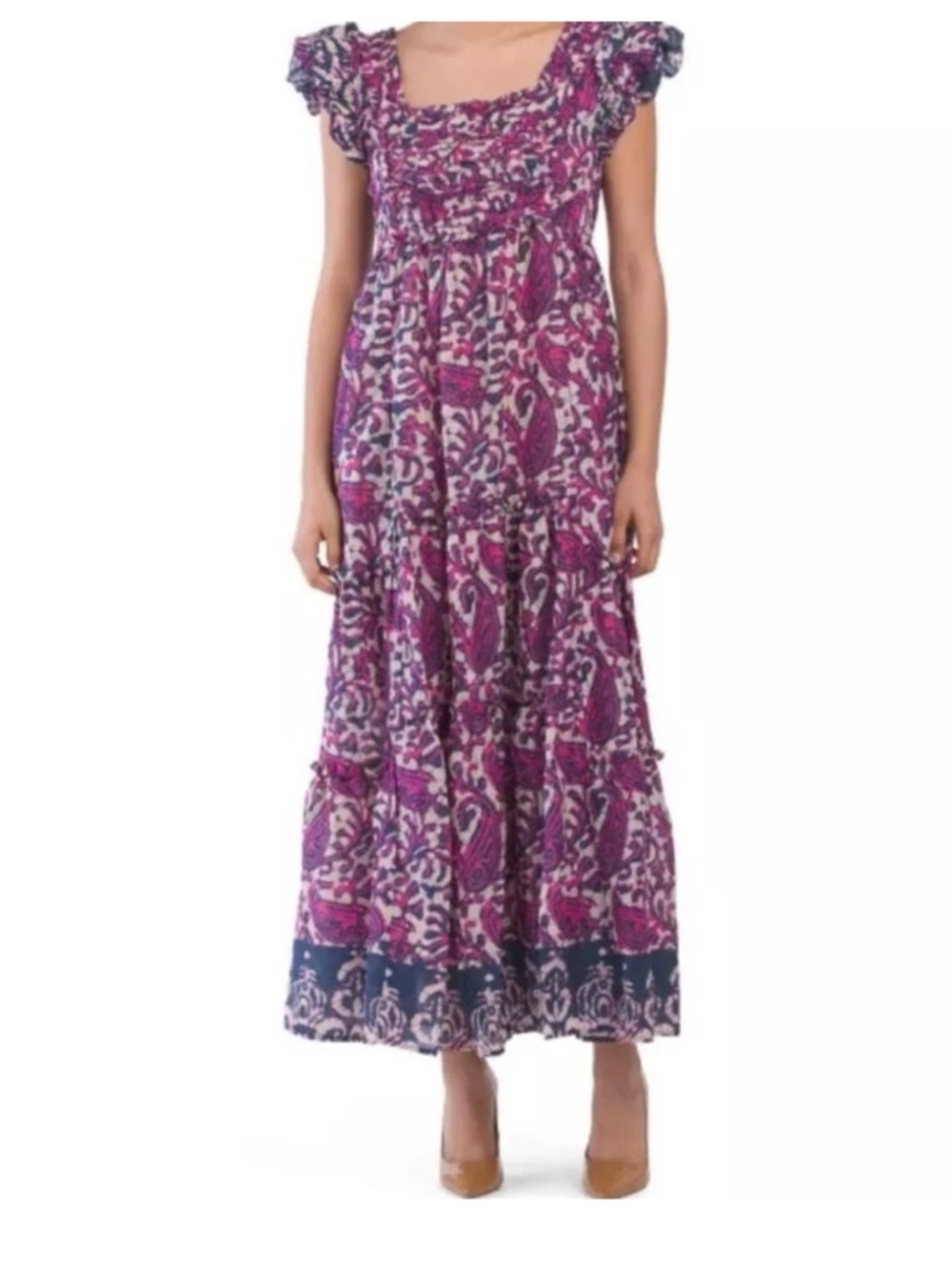 HOUSE OF HARLOW 1960 Maxi Dress Magenta Blue Tiered w/ Pockets Size
LARGE NWT